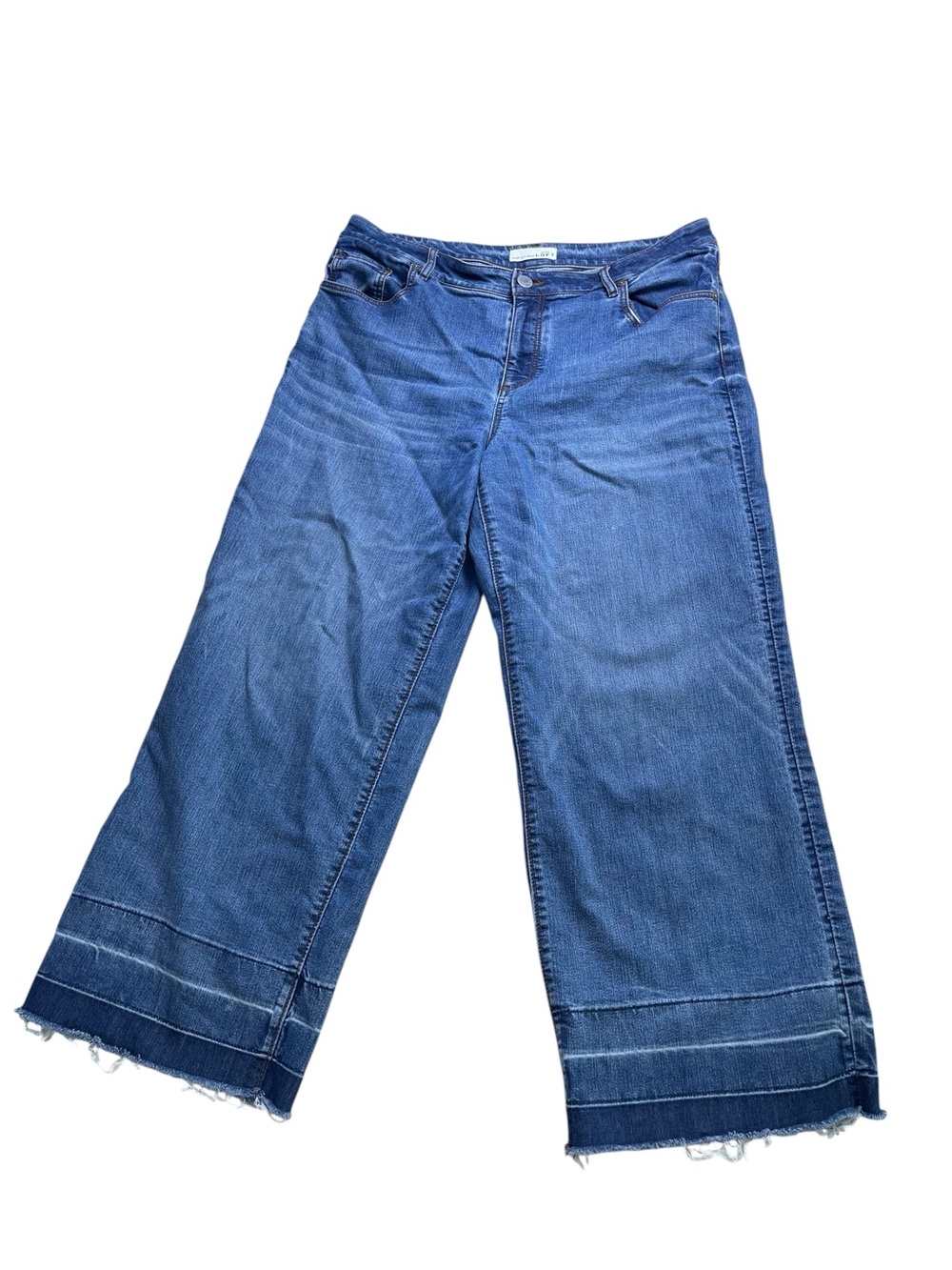 Loft crop wide leg released raw hem jeans Sz 12